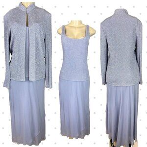 Alex Evenings 8 Lilac Textured Sparkle Lined Sleeveless Maxi Dress & Jacket Set